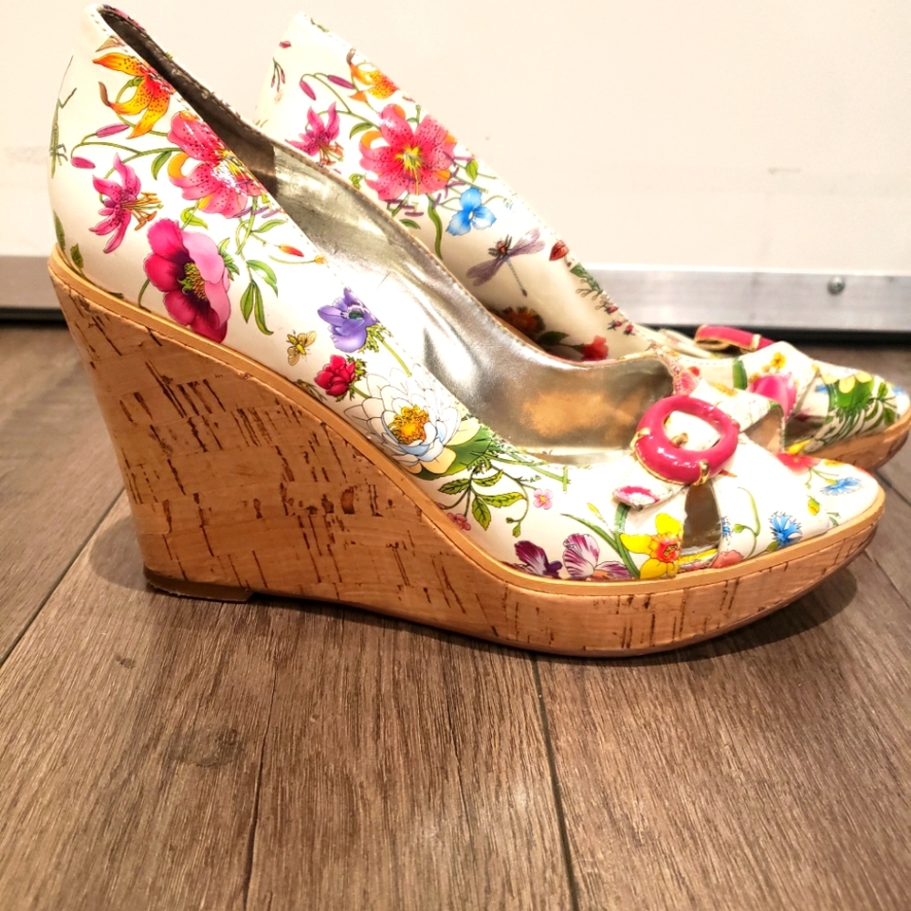 SOLD-Guess Floral Wedges
